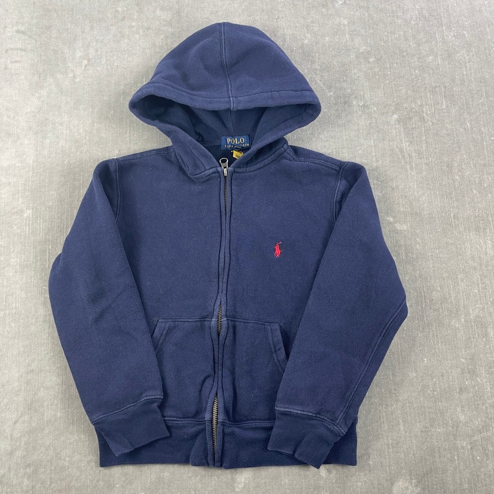 Polo Ralph Lauren Kids Size S (8) Navy Blue Full Zip Hoodie Embroidered Pony